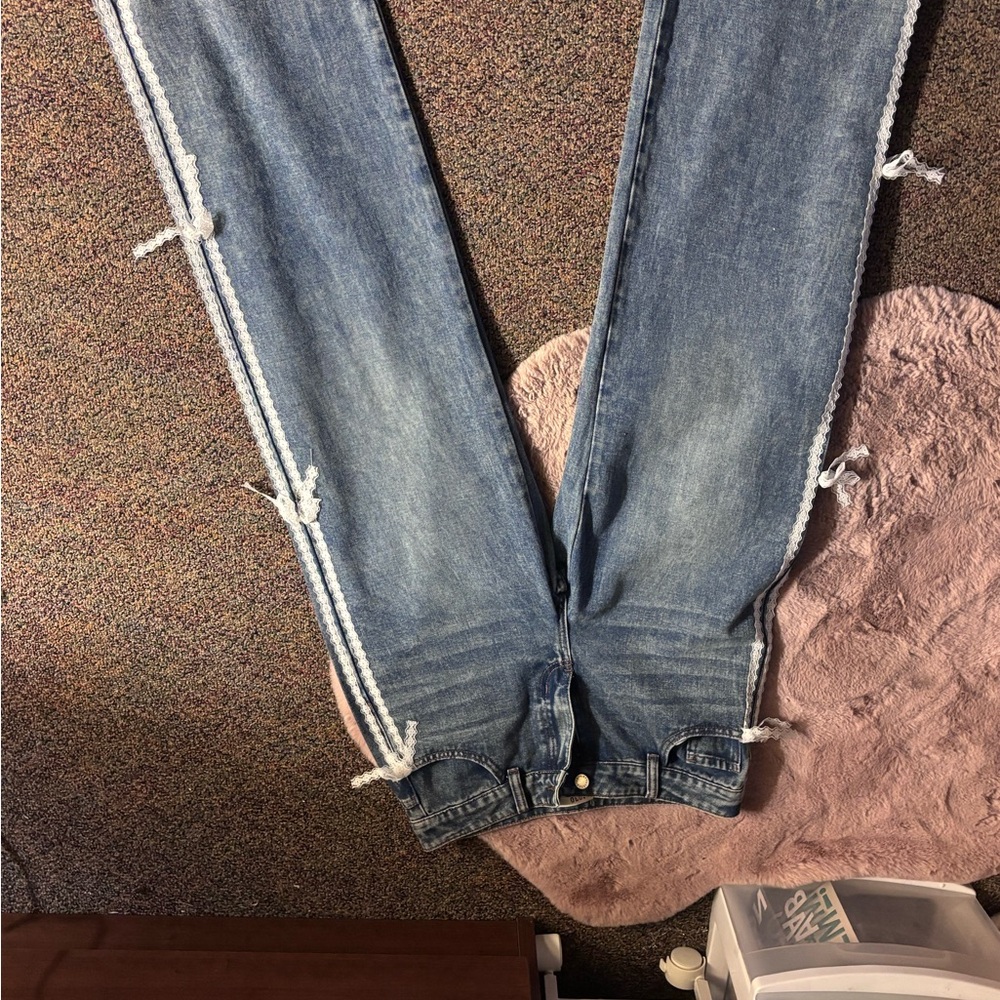 Stylish Blue Jeans with White Accents
